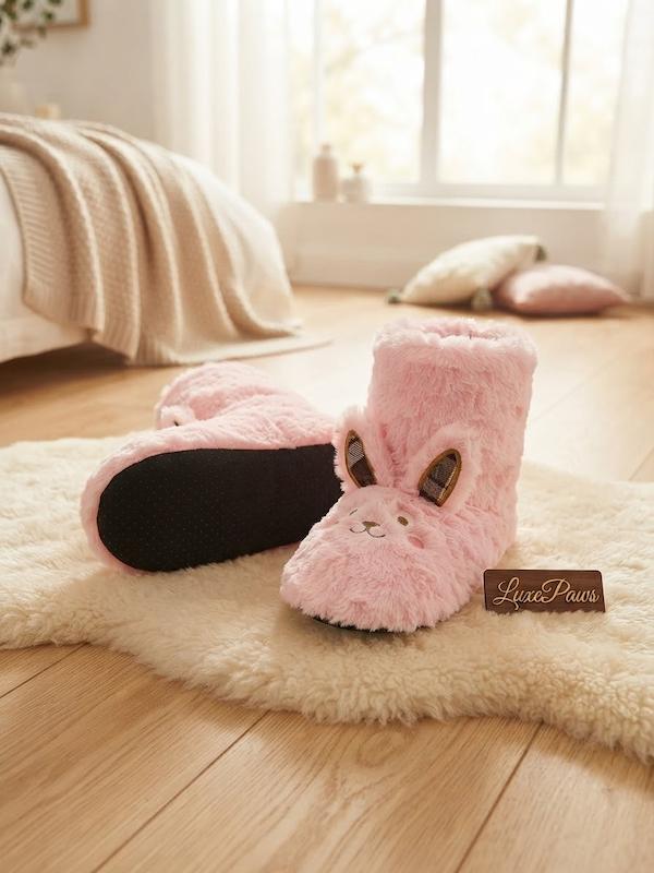 پاپوش جوراب حوله ای وارداتی زنانه ساقدار خرگوش صورتی
