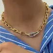 گردنبند زنانه وارداتی تیفانی طلایی دو گره نگینی استیل