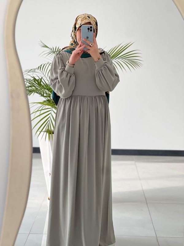 پیراهن کمر چین سبز پاستیلی