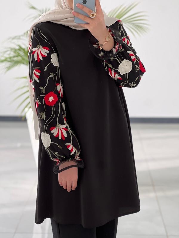 مانتو استین گل سرخی