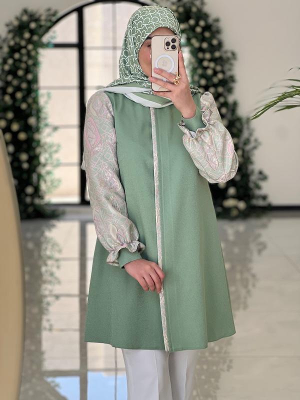 مانتو سبز رها(جنس چهارفصل)