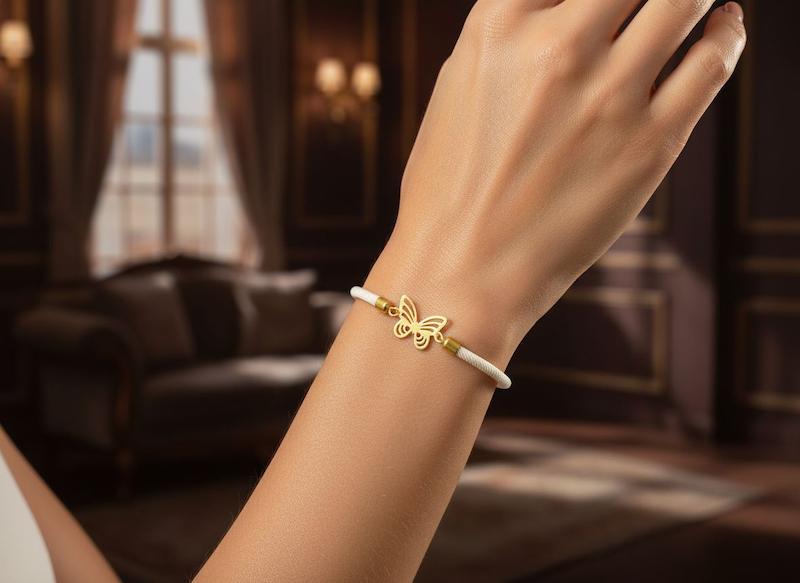 دستبند طلا پروانه ,دستبند طلا سفید ,دستبند طلا ارزان ,دستبند طلا سبک ,دستبند طلا کادویی ,دستبند طلا مینیمال, دستبند طلا بندی ,دستبند طلا مینیاتوری