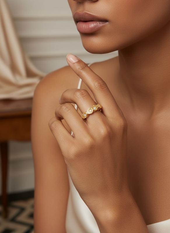 انگشتر طلا 4 نگین اشک ,انگشتر طلا‌،انگشتر طلا سنگ‌دار،انگشتر طلا با سنگ اتمی،انگشتر تراش