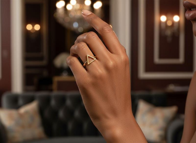 انگشتر طلا‌ مثلث،انگشتر طلا مینیمال،انگشتر طلا فانتزی٫انگشتر طلا سبک،انگشتر کادویی