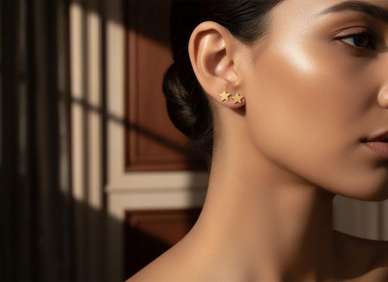 گوشواره طلا مينيمال،گوشواره ليزري،گوشواره سبك،گوشواره فانتزي،كادويي