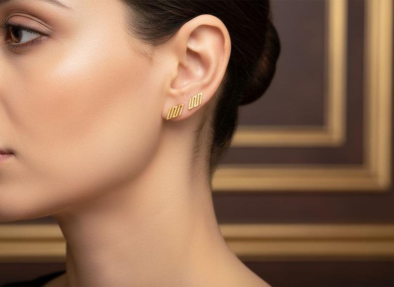 گوشواره طلا مينيمال،گوشواره ليزري،گوشواره سبك،گوشواره فانتزي،كادويي