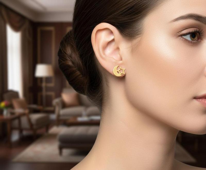 گوشواره طلا مينيمال،گوشواره ليزري،گوشواره سبك،گوشواره فانتزي،كادويي