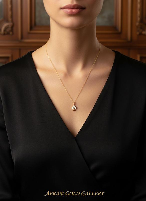گردنبند طلا مدرن،گردنبند طلا با زنجیر ۴۵ سانتی،زنجیر‌ سبک و نازک،آویز مینیمال ،گردنبند فانتزی و خاص/پیک