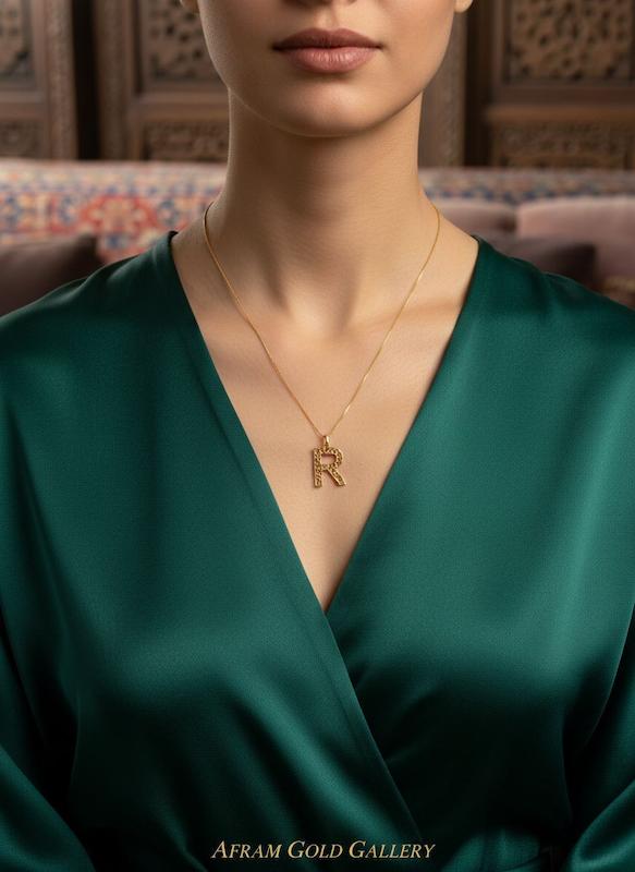 گردنبند طلا مدرن،گردنبند طلا با زنجیر ۴۵ سانتی،زنجیر‌ سبک و نازک،آویز مینیمال ،گردنبند فانتزی و خاص/R