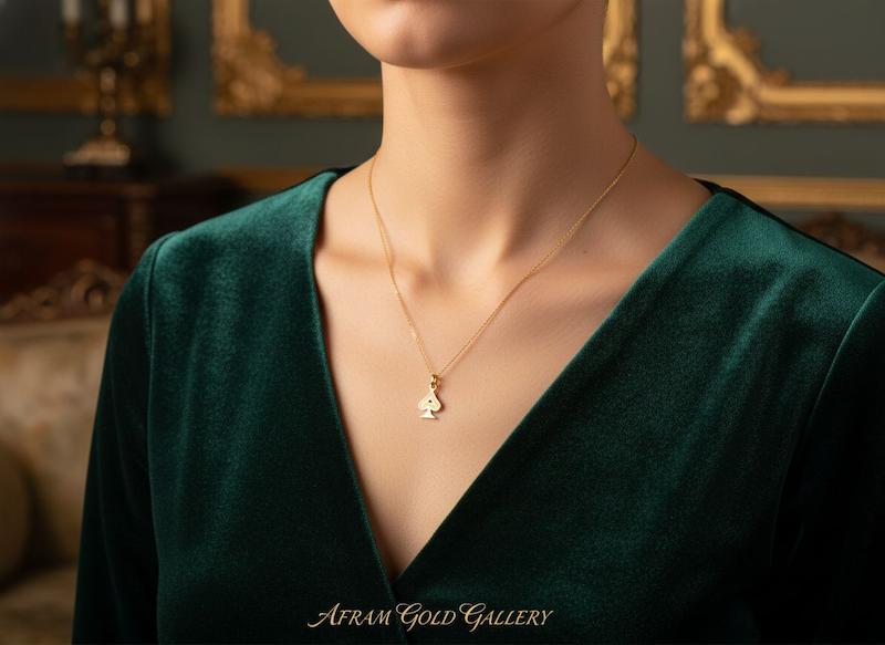 گردنبند طلا مدرن،گردنبند طلا با زنجیر ۴۵ سانتی،زنجیر‌ سبک و نازک،آویز مینیمال ،گردنبند فانتزی و خاص/فیس