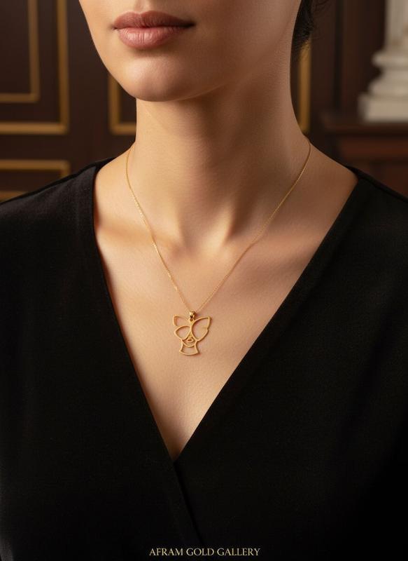 گردنبند طلا مدرن،گردنبند طلا با زنجیر ۴۵ سانتی،زنجیر‌ سبک و نازک،آویز مینیمال ،گردنبند فانتزی و خاص