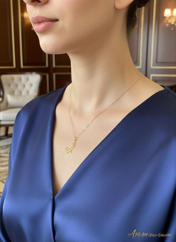 گردنبند طلا مدرن،گردنبند طلا با زنجیر ۴۵ سانتی،زنجیر‌ سبک و نازک،آویز مینیمال ،گردنبند فانتزی و خاص