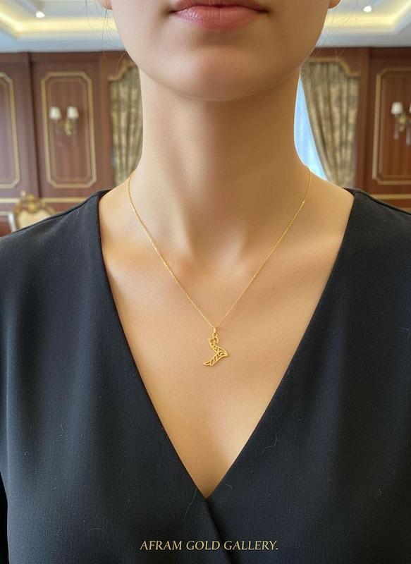 گردنبند طلا مدرن،گردنبند طلا با زنجیر ۴۵ سانتی،زنجیر‌ سبک و نازک،آویز مینیمال ،گردنبند فانتزی و خاص