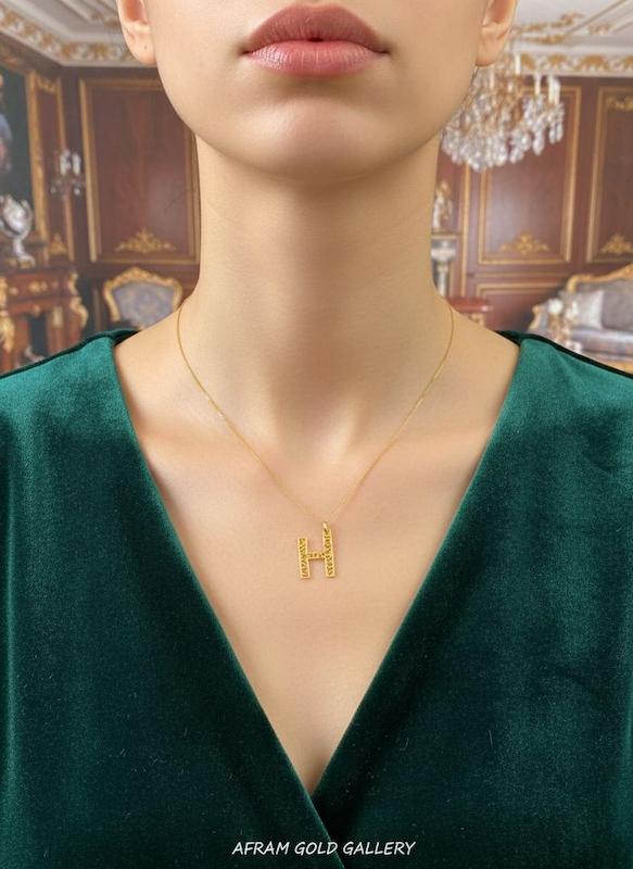 گردنبند طلا مدرن،گردنبند طلا با زنجیر ۴۵ سانتی،زنجیر‌ سبک و نازک،آویز مینیمال ،گردنبند فانتزی و خاص/H
