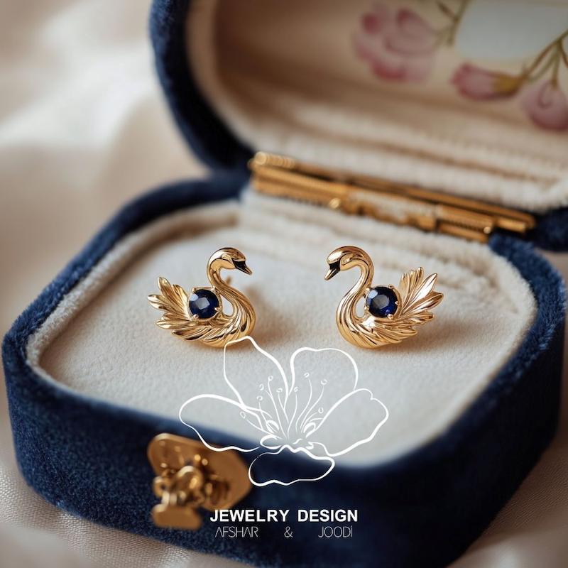 گوشواره قو یاقوت کبود 