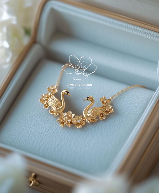 گردنبند شکوفه ها و قوها (دو قو)