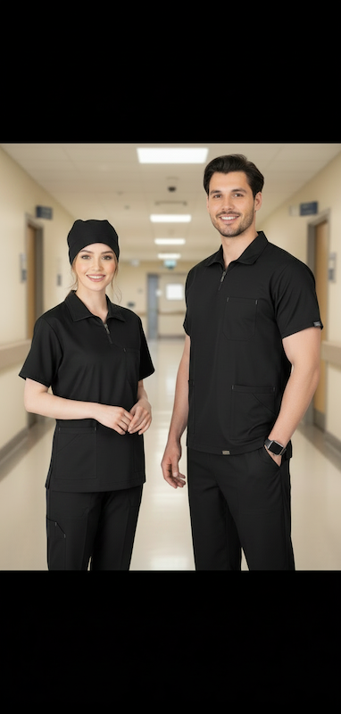 اسکراب شلوار فیگز یقه دار رنگ مشکی 