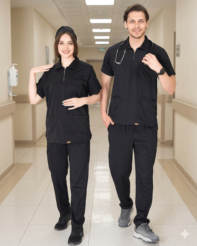 اسکراب شلوار فیگز یقه دار رنگ مشکی 