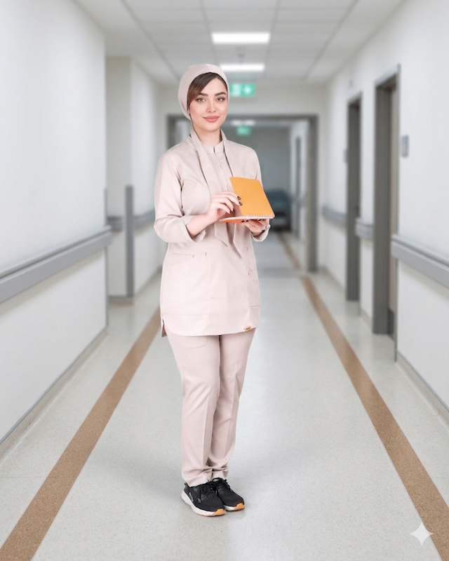 تونیک شلوار فیگز یقه زیپ رنگ کرم 