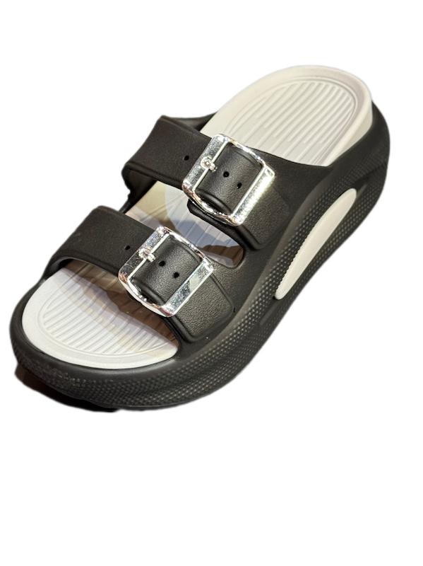 دمپایی ابری زنانه لژدار بسیار نرم دوسگگ برند شیما رنگ مشکی طوسی