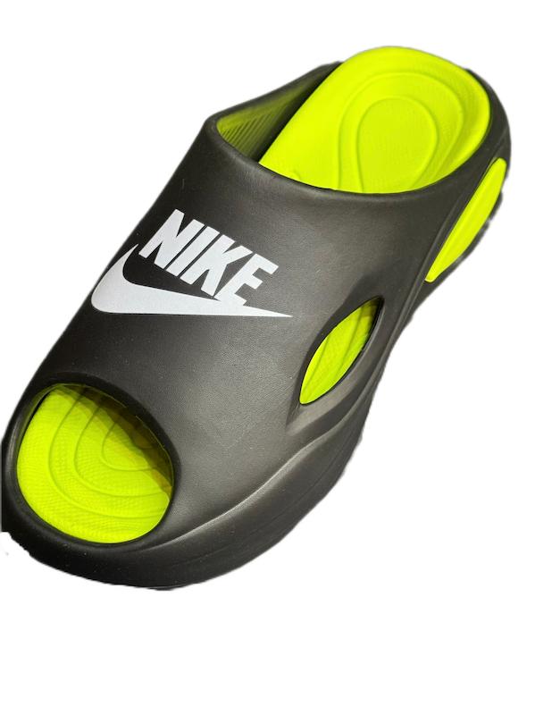 دمپایی ابری مردانه وارداتی بزرگ پا بسیار نرم طرح نایکی nike رنگ مشکی سبز