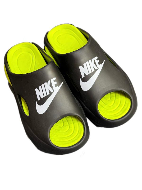 دمپایی ابری مردانه وارداتی بزرگ پا بسیار نرم طرح نایکی nike رنگ مشکی سبز