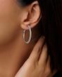 گوشواره زنانه وارداتی طرح تنیسی گرد رنگ نقره ای آبکاری نقره