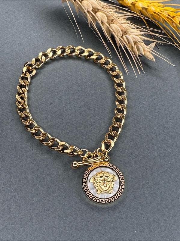 دستبند زنانه وارداتی طرح کارتیر cartier ورساچه versace رنگ طلایی