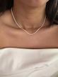 گردنبند زنانه وارداتی طرح خاویاری رنگ نقره ای آبکاری نقره