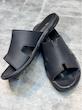 صندل و دمپایی چرم مردانه کفی طبی رنگ مشکی طرح هرمس Hermes برند شیما