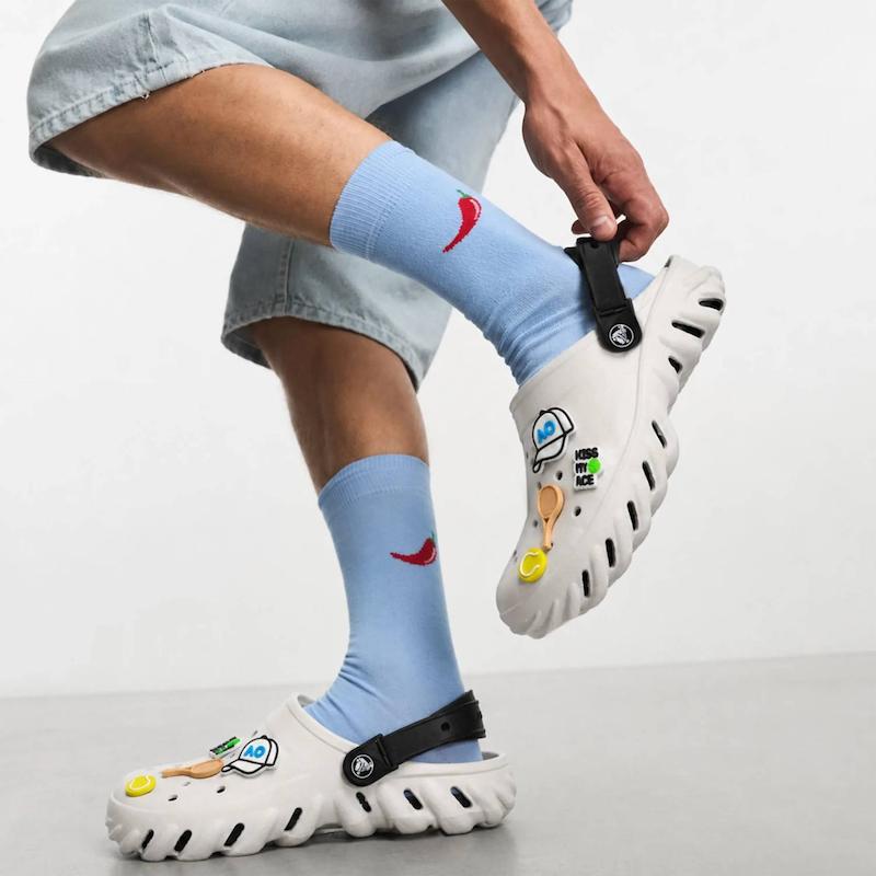 کراکس دمپایی ساحلی مردانه طرح Tennis تنیس رنگ طوسی مشکی