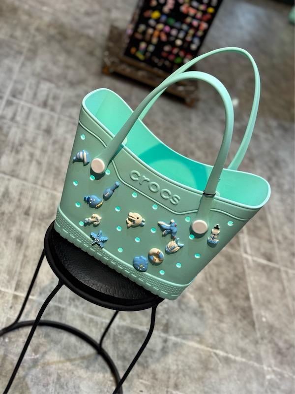 کیف استخری و ساحلی و کراکسی ماکسی بسکت دوبند طرح crocs رنگ سبز