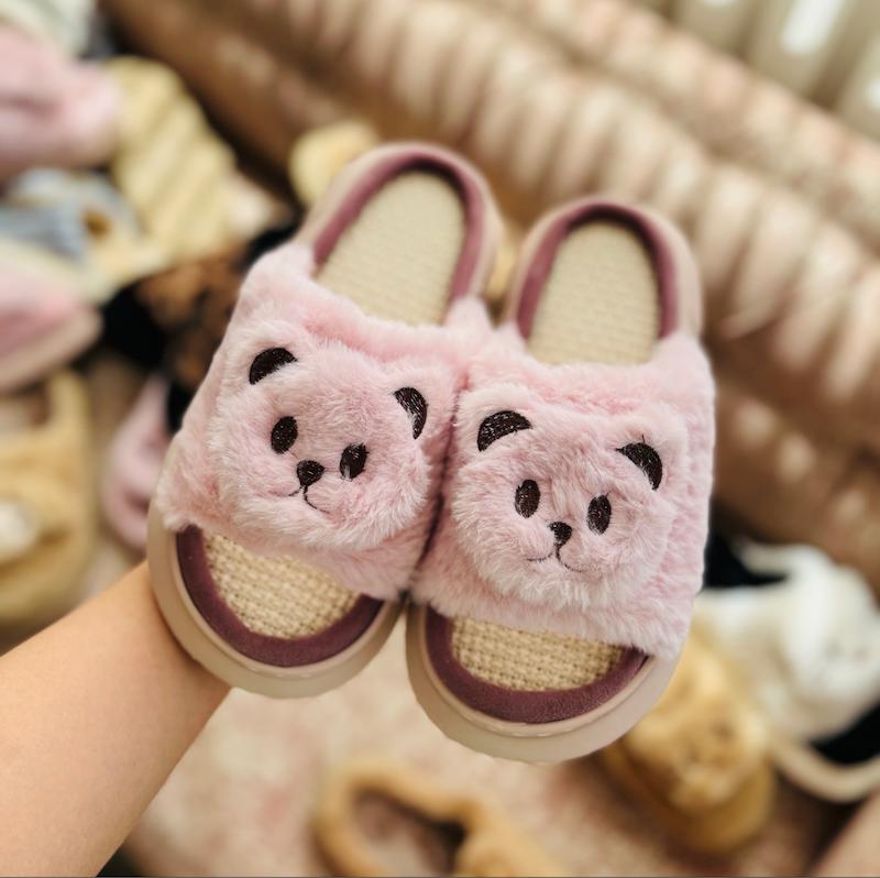 دمپایی و پاپوش روفرشی حوله ای زنانه تدی صورتی