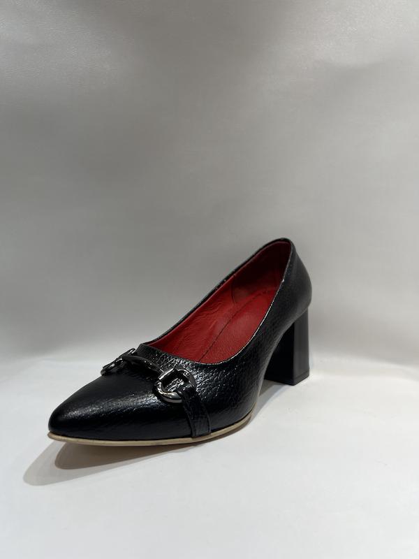  کفش مجلسی چرم طبیعی 5 سانت نوک تیز یراق دار 