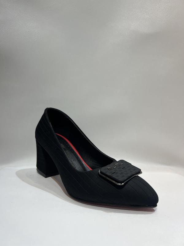  کفش مجلسی پاشنه 5 سانت پاشنه پهن ساتن راه راه  