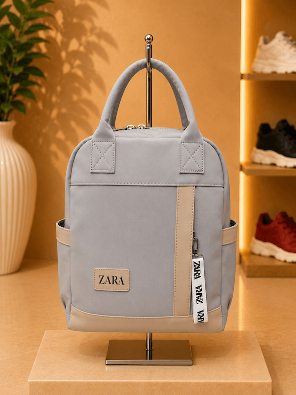 کوله پشتی طوسی ZARA مدل مینیمال | کوله سبک و جادار دخترانه28*33
