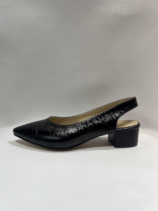  کفش مجلسی پاشنه 3 سانت پشت باز ورنی چروک 