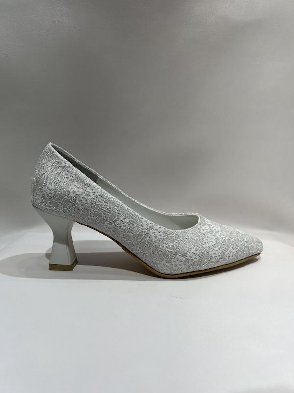  کفش مجلسی زنانه پاشنه 5 سانت گیپور سفید 