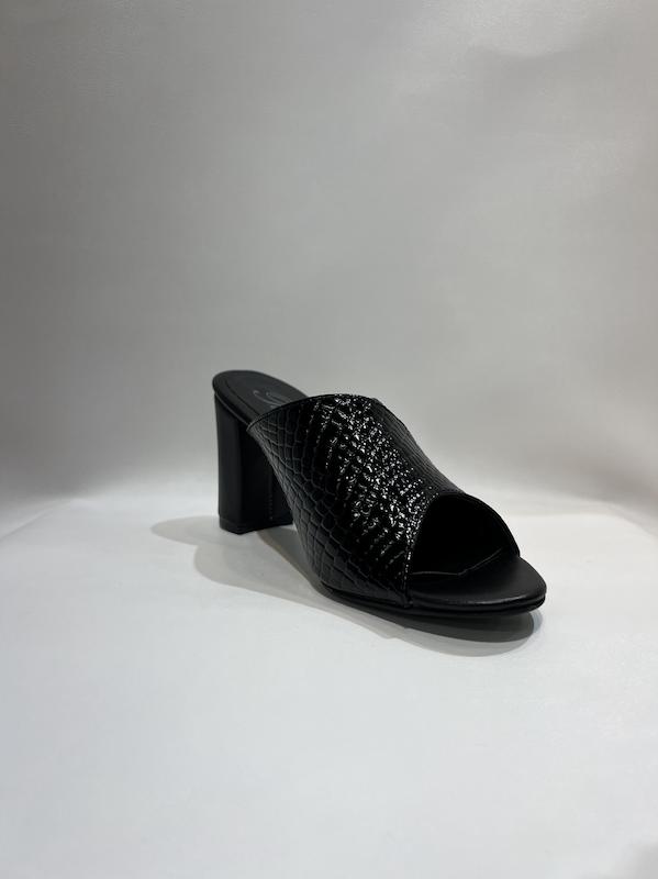  صندل مجلسی زنانه پاشنه 7 سانت رویه ورنی سنگی ساده 