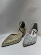  کفش مجلسی سنگی نگین دار نقره ای و طلایی