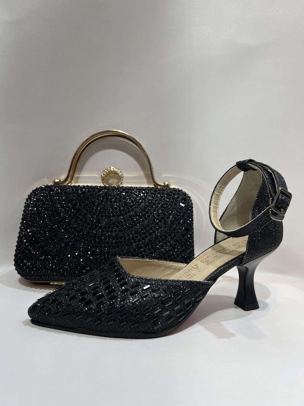  کفش مجلسی سنگی نگین دار مشکی