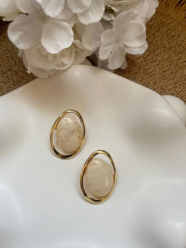 گوشواره میناکاری بیضی دفرمه 01