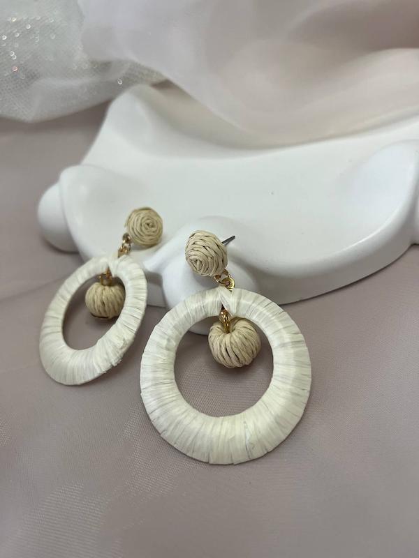 گوشواره آویز دار کنفی دایره ای