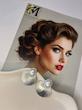 گوشواره گرد شیاردار و مرواریدی نقره ای
