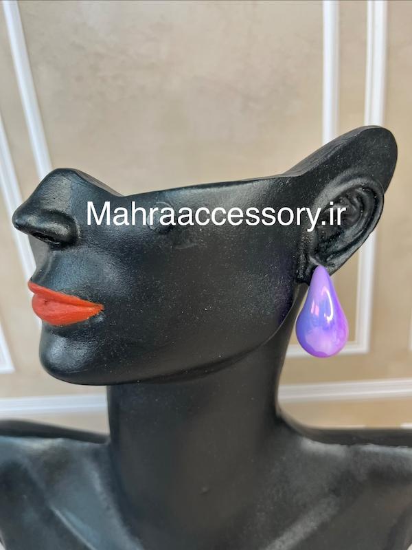 پک گوشواره اشکی بنفش و صدفی