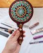 آینه آرایشی چوبی نقطه کوبی شده /طرح ماندالا /دات ماندالا کد W15