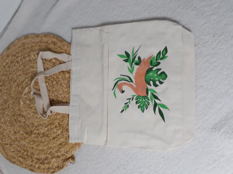توت بگ  پارچه ای طرح فلامینگو کدT21