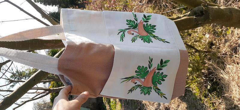 توت بگ پارچه ای طرح فلامینگو کد T22