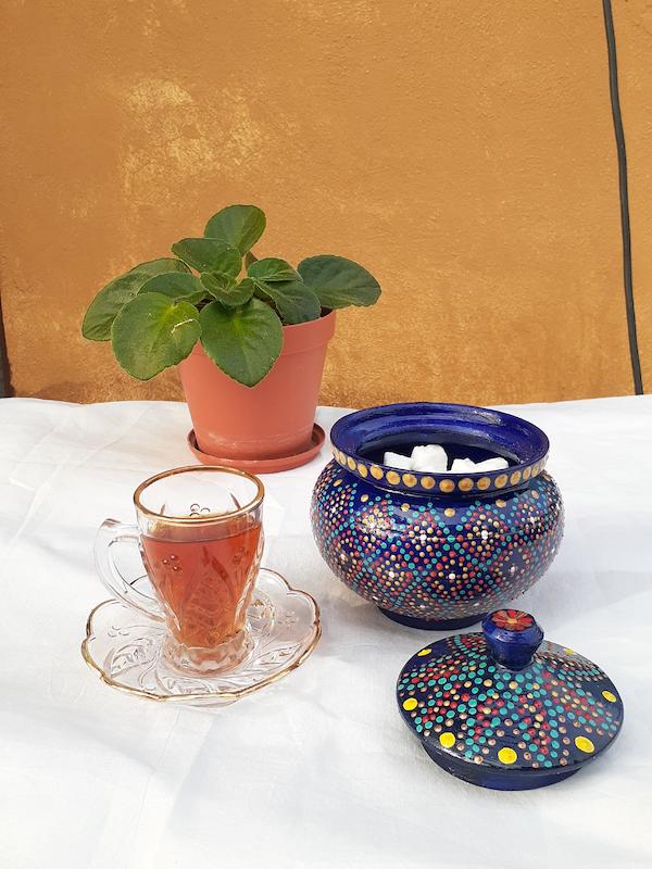 قندان سفالی نقطه کوبی 