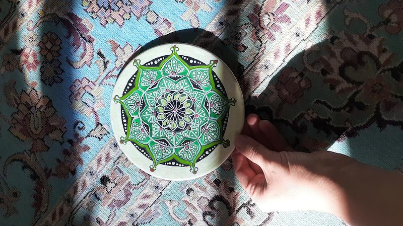 دیوارکوب سفالی طرح نقطه کوبی کدP19